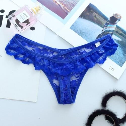 CP050 Comfortable Lace Strings Women Underwear Low Waist Sexy Transparent Panties Thongs Hollow Female Lingerie Briefs