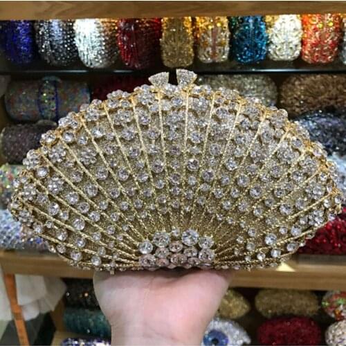 Hollow Out Multi Crystal Women Evening Bag Metal Clutches Minaudiere Handbags and Purses Bridal Diamond Party Wedding Hand Bags