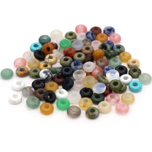 10Pcs Natural Gem Stone Crystal Agates Big Hole Beads Pendant for Jewelry Making DIY Bracelet Earrings Necklace Accessories Gift