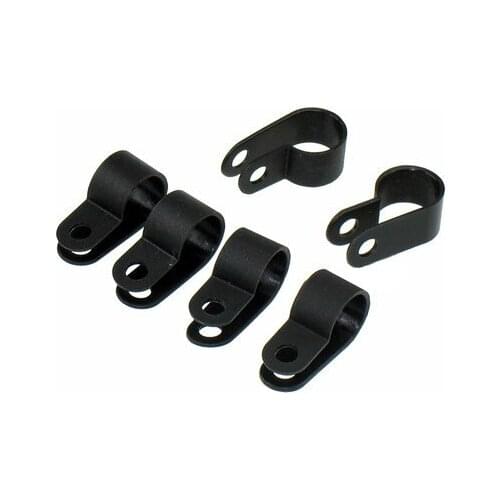 100PCS Nylon Black Wire Cable Hose P Type Clamp Clips Clip C R 5.2mm 3/16"