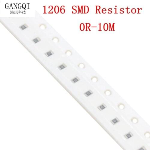 100Pcs 1206 SMD resistor 0R ~ 10M 1/2W 0 1 10 100 150 220 330 ohm 1K 2.2K 10K 100K 0R 1R 10R 100R 150R 5.6M 6.2M 6.8M