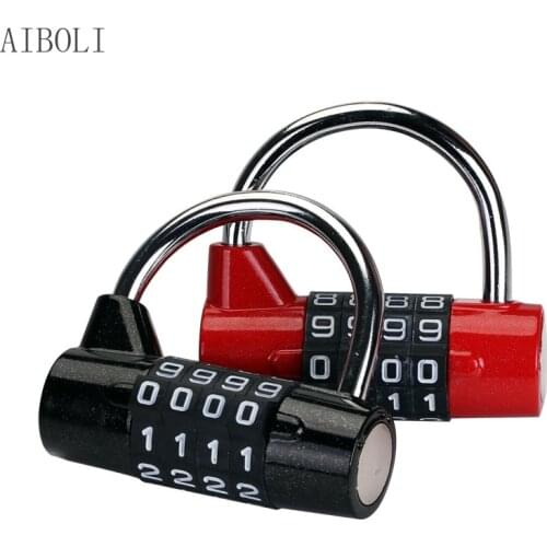 4-digit U-shaped Lock Metal Gym Dormitory Locker Door Lock Drawer Toolbox Door Anti-theft Password Lock Padlock