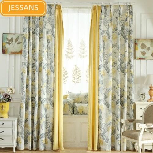 American Pastoral Bedroom Living Room Cotton-linen Printed Curtain Fabric Finished Floating Window Cushion Fabric