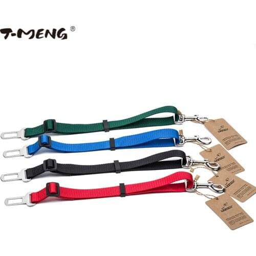 T-MENG Dog Pets Car Safety Seat Belt Nylon Harness Restraint Lead Adjustable Vehicle Seatbelt Pet Products For Animals Supplier