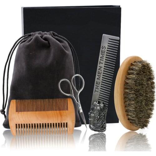 Beard Comb Set Double Beard Oil Head Shape Beard Comb Brush Care Beard Oil Tool Beard Comb Set Professional