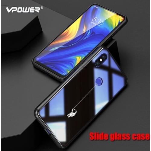 Slide glass painted cases For Xiaomi mi Mix 3 case tempered shockproof Phone case for xiaomi mi mix3 mix 3 Luxury shell