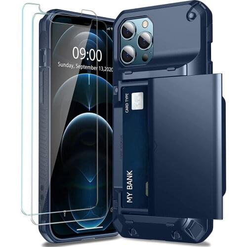 For iPhone 11 12 Pro XS Max XR Case, Silicone Protective Wallet Case with Card Slot Military Grade Protection Anti-Scratch Cover