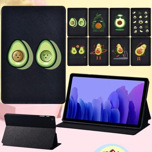For Samsung Galaxy TAB A7 10.4 2020 T500 T505 Folding Stand Cover - Anti -cratch Cartoon Avocado Leather Tablet Case 10.4 Inch