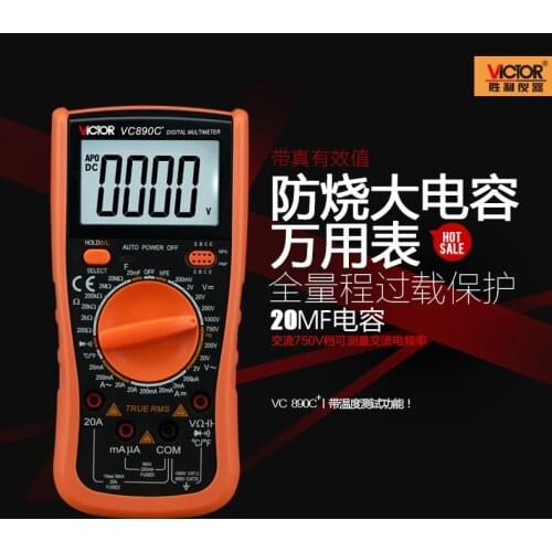 Fast arrival VICTOR VC890D Digital Multimeter True RMS multimeter capacitor 2000uF Backlight Tools