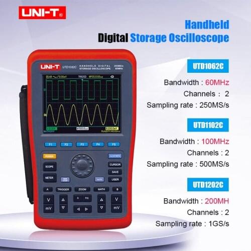 Digital Storage Oscilloscope DC AC voltage current meter Resistance Capacitance Multimeter UNI-T UTD1062C UTD1102C UTD1202C