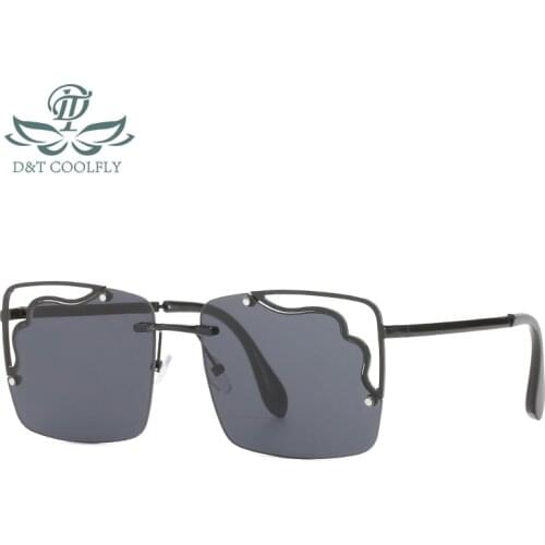 D&T 2021 New Fashion Square Sunglasses Women Men Hollow Original Lady Style Metal Frame Color Lens Luxury Brand Designer UV400