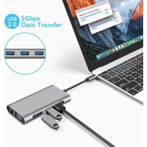 10 12 in1 Type C Adapter HUB Android Docking Station HD PD Card Reader RJ45 For MacBook Phone Ipad Plugable Multi-interface Hdmi