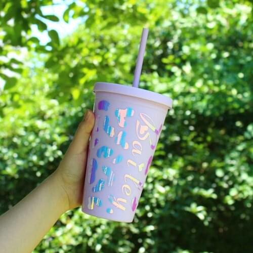 16oz Personalized Tumblers Acrylic Double Wall Tumblers with Lids DIY Customize Straw Cup Water Bottle Graduation Gift