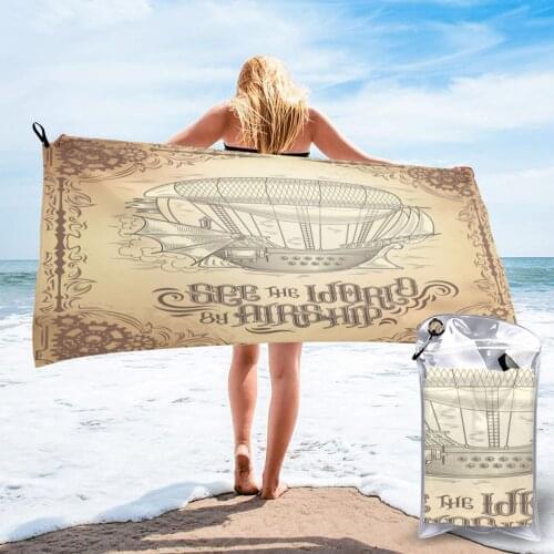 Wearable Bath Towel Steampunk Fantastic Wooden Flying Ship Soft and Absorbent Towel for Hotel Home Bathroom Gifts Women Bathrob