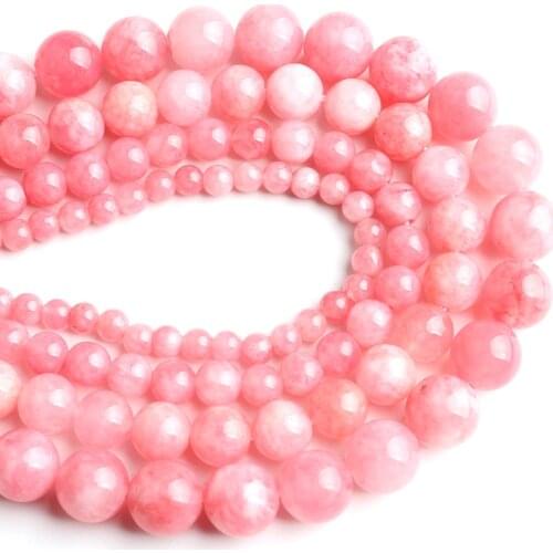 4mm 6mm 8mm 10mm Light Red Pink Angelite Quartzs Stone Round Beads for Jewelry Making 15'' Strand