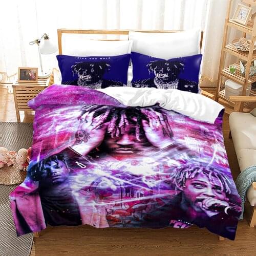 Juice Wrld Bedding Set Single Twin Full Queen King Size Stars Juice Wrld Bed Set Childrens Kid Bedroom Duvetcover Sets 3D 001