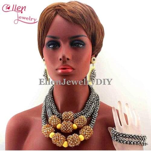 2019 Handmade New Jewelry Sets Crystal Pendant Necklace women Nigerian Wedding african beads jewelry set Free Shipping E1166