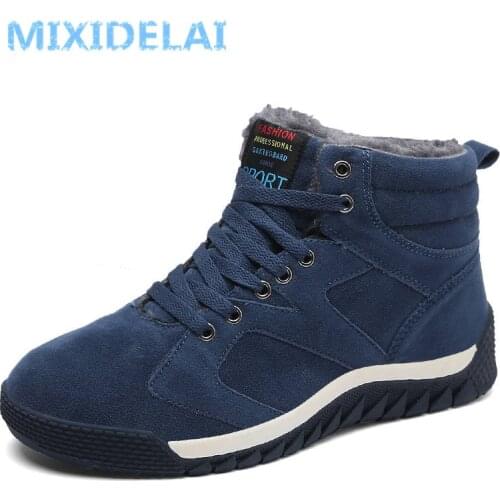 MIXIDELAI 2020 Men Boots winter boots Botas Hombre Winter Shoes Fur Lace Up Warm Snow Boots For Men Shoes Fashion Size 39-47