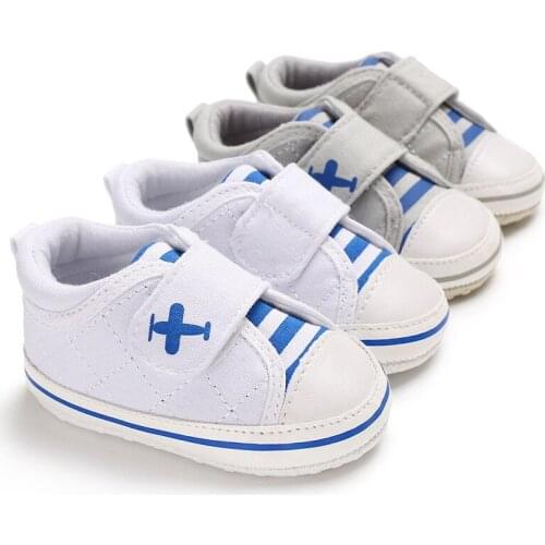Toddler shoes soft infant baby boy shoes striped cartoon small plane non-slip toddler shoes