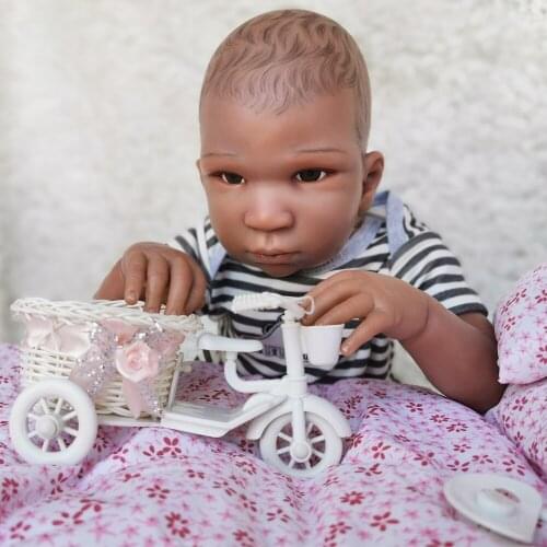 Exquisite bebe reborn soft silicone reborn baby doll African baby newborn black doll alive dolls for children gift 20 inch