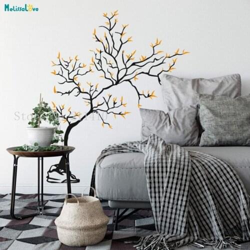 Young Tree 2 colours Wall Sticker Vinyl Art Decals Home Decor For Living Room Bedroom Self-adhesive Unique Fashion Murals YT563