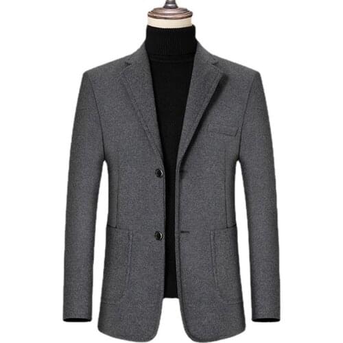 Fall and Winter Fashion Brand Blazer Men Clothing Casual Solid Suit Slim Fit Mens Jacket Single Breasted Wool Winter Coat 4XL