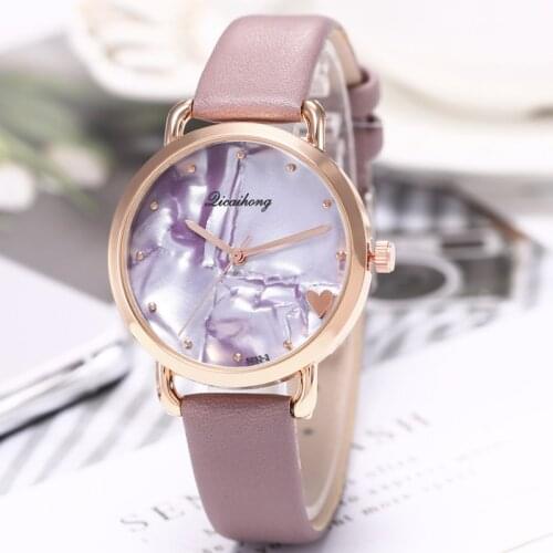 Luxury Pink Heart Leather Strap Quartz Watch Fashion Ladies Watches For Women Black Bracelet Student Clocks Gift Montre Femme