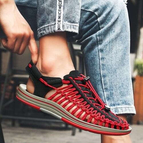 Sandals Men High Quality Handmade Weave Mens Shoes Summer Comfortable Lightweight Hiking Sandals Casual Shoes Platform Sandalias