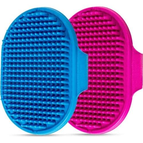 Dog Grooming Brush Premium Pet Bath Brush Soothing Massage Rubber Comb Adjustable Ring Handle Suitable for Long Short Haired Pet