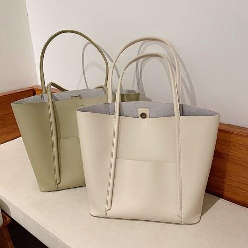 Simple High Capacity PU Leather Womens Big Tote Luxury Ladies Handbags and Purses Designer Shopper Shopping Shoulder Bags