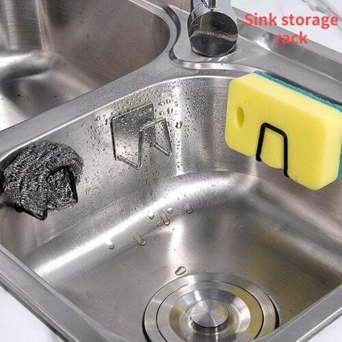 U-type 304 Stainless Steel Sponge Steel Ball Drain Rack Simple Kitchen Sink Storage Rack Pot Cover Storage Rack Sponge Holder
