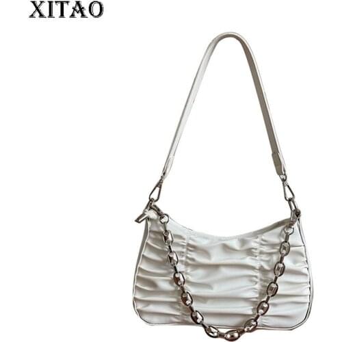 XITAO Vintage Pleated Chain Bags White Pleated Minority Take A Niche Texture One-shoulder Messenger Zipper Bag 2021 CLL1820