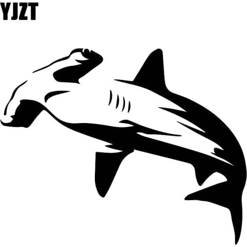 YJZT 13CM*16.3CM Home Car Side Door Window Decoration Deep Sea Shark Sticker Vinyl Decal Black/Silver C30-0064