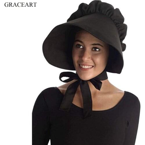 Womens Pilgrim Victorian Bonnet Oversized Maid Cosplay Hat