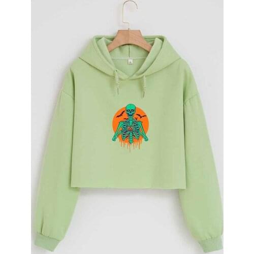 Punk Clothes Women Crop Top Oversized Hoodie Harajuku Sweatshirt Hip Hop Jacket Aesthetic Clothes Warm Casual Pullover Women