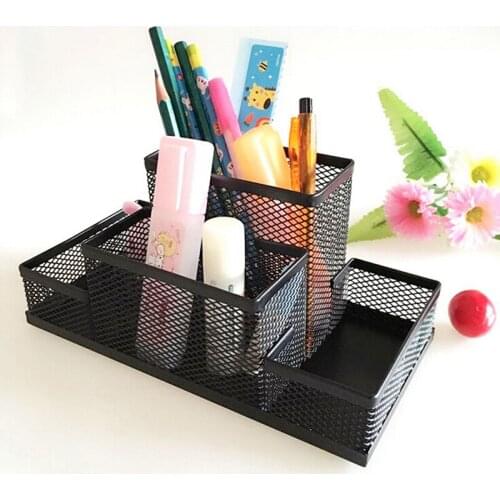 1pc Black Metal Mesh Box Pen Pencils Holder Case Desk Stationery Storage Organizer Home Office useful save space