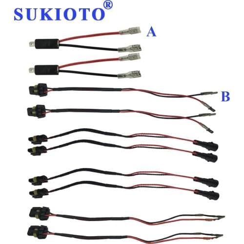 SUKIOTO 10Pairs Female Plug H11 ballast Power Cable Wire Adapter Connector H1 H7 9005 9006 H8 Xenon Ballast Input Relay Harness