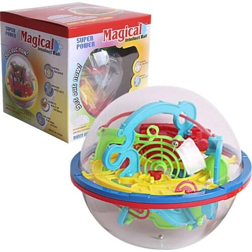 100 Step 3D puzzle Ball Magic Intellect Ball Labyrinth Sphere Globe Toys Challenging Barriers Game Brain Tester Balance Training