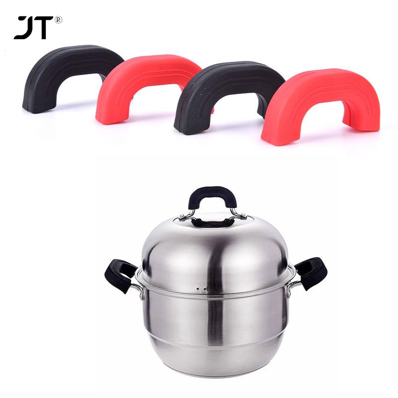 2 x Silicone Anti-Scald Pot Handle Protectors Non-Slip Pot Clip Sleeves Heat Resistant Oven Gloves Kitchen Gadgets