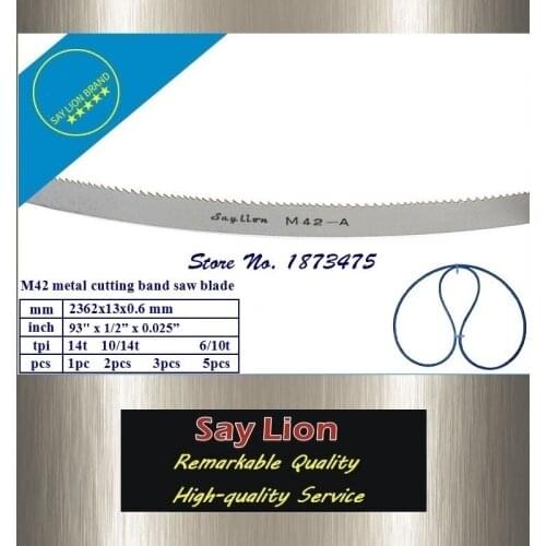 2362x13x0.6 (93"x1/2"x0.025") metal, wood, multiple cutting M42 Bi-Metal band saw blade 14T, 10/14T, 6/10T (1-5pcs)