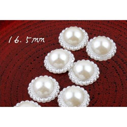 300pcs/lot) 16.5MM Ivory Plastic Sunflower Bead Decoration DIY Flatback Acrylic Half Pearl Buttons Craft Scrapbooking Tools