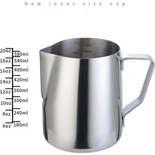350/600ML Stainless Steel Pull Flower Cup Pull Flower Cylinder Milk Froth Cup Fancy Milk Coffee Utensil Scale Pull Flower Cup