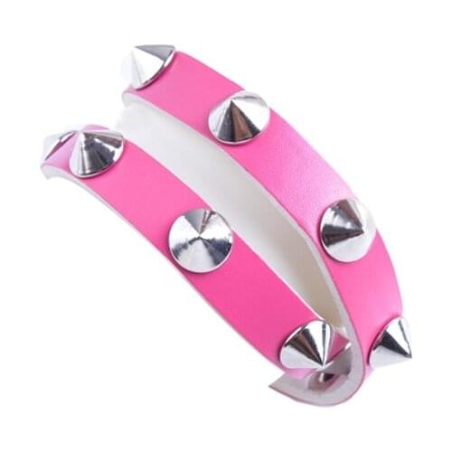 6PCS Unisex Punk Double-layer Spike Rivets PU Leather Bracelets