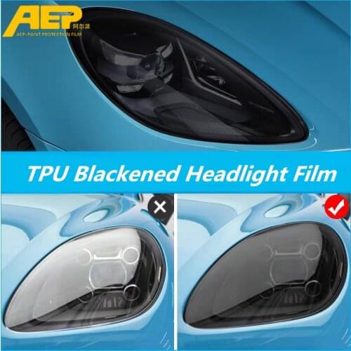 AEP TPU Blackened Car Headlight Sticker Anti-scratch Film for Porsche Macan Cayenne Panamera 718 911 Boxster Cayman Accessories