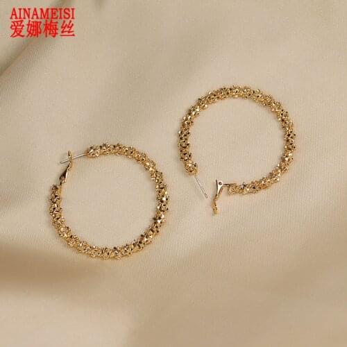 AINAMEISI Fashion Lady Exaggerated Atmospheric Crystal Earrings Rhinestone Round Studs Girl Gift Jewelry