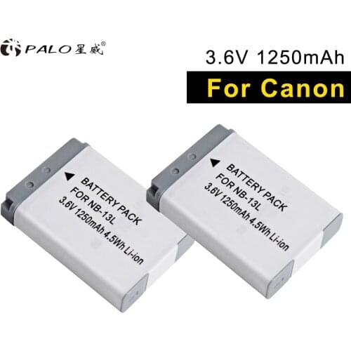PALO 2pcs NB-13L Li-ion 3.6v 1250mAh digital camera battery for Canon G7X G5X G9X G7XMARKII G9 MARKII SX620HS SX720HS SX730HS