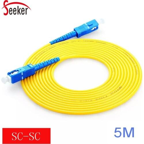 Free Shipping 5pcs/bag SC-SC 5 Meters Simplex UPC SM 3.0MM Optical Fiber Cord Fiber Patch Cable for Wlan CCTV CATV