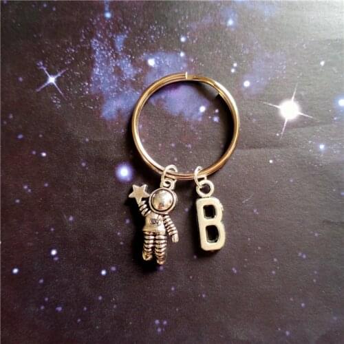 Astronaut Key Ring/ Keychain / Zipper Pull - Team Gift - Space Lover Gift - Astronaut Keychain with Initial