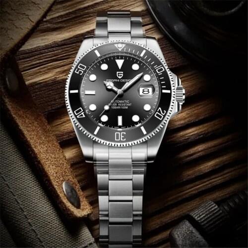 PAGANI DESIGN 2021 Mechanical Wristwatch Luxury Brand Men Watches Waterproof Business Watch Stainless Steel Automatic Black 43mm