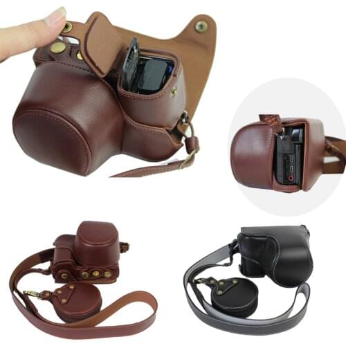 Genuine Leather Camera Case Bag For Sony A6000 A6300 16-50mm Real leather Camera Bag With Strap Lens Cover Open Battery directly